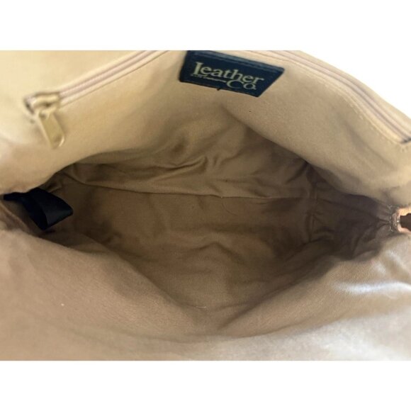 Liz Claiborne Leather Co. Ivory Leather Double Handle Zip Closure Satchel Purse - Picture 6 of 11